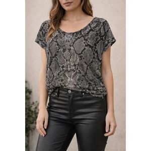 Kenneth Cole New York Snakeskin‎ Print Top Women XS Grey Excellent